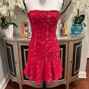 BCBGMaxAzria Vibrant Red Strapless Dress